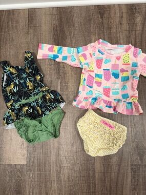 Ruffle Butts Pink Popsicle Rash Guard with Multicolor Ice Pop Print